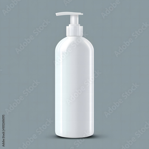  Minimalist White Pump Bottle on Gray Background