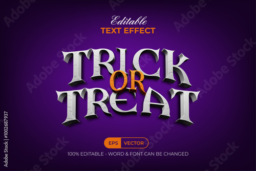 White Trick or Treat 3D Text Effect Style. Editable Text Effect.