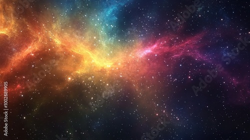 Vibrant Cosmic Nebula with Colorful Starry Background