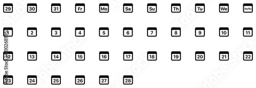Set of Dates & weekdays icons