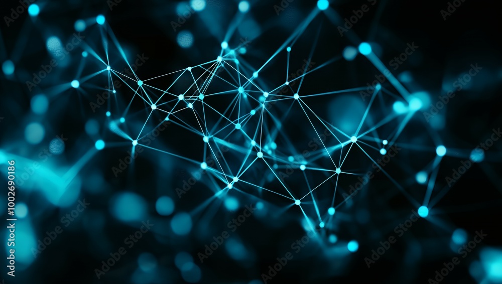 Abstract blue network on black background. Abstract blue network on black background.