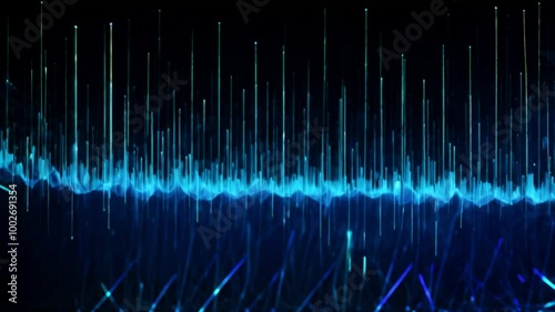 Blue neon line technology background. Abstract application code moving in a cyberspace. data, information, computing, big data, statistics, processing, cloud. futuristic cyber and technology concept 