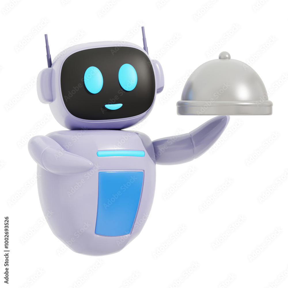 3D Robot with food Illustration 3D Robot with food Illustration