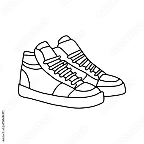 Sneakers in doodle style. Vector illustration, on a white background