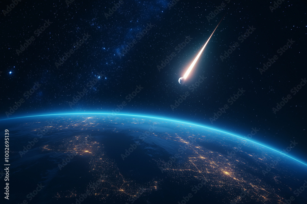 Comet falling from space to earth Comet falling from space to earth