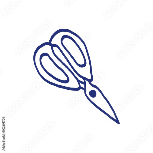 Scissors. Kitchenware sketch. Doodle line vector kitchen utensil and tool. Cutlery illustration