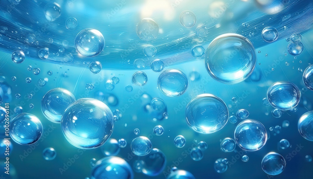 透明な青い水の泡が浮かぶ構図で、エーテル的な背景が軽やかさと爽やかさを感じさせ、泡の透明感を引き立てる光と反射が特徴。
透明な青い水の泡が浮かぶ構図で、エーテル的な背景が軽やかさと爽やかさを感じさせ、泡の透明感を引き立てる光と反射が特徴。