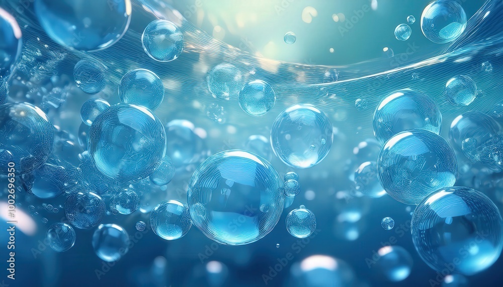 透明な青い水の泡が浮かぶ構図で、エーテル的な背景が軽やかさと爽やかさを感じさせ、泡の透明感を引き立てる光と反射が特徴。
透明な青い水の泡が浮かぶ構図で、エーテル的な背景が軽やかさと爽やかさを感じさせ、泡の透明感を引き立てる光と反射が特徴。