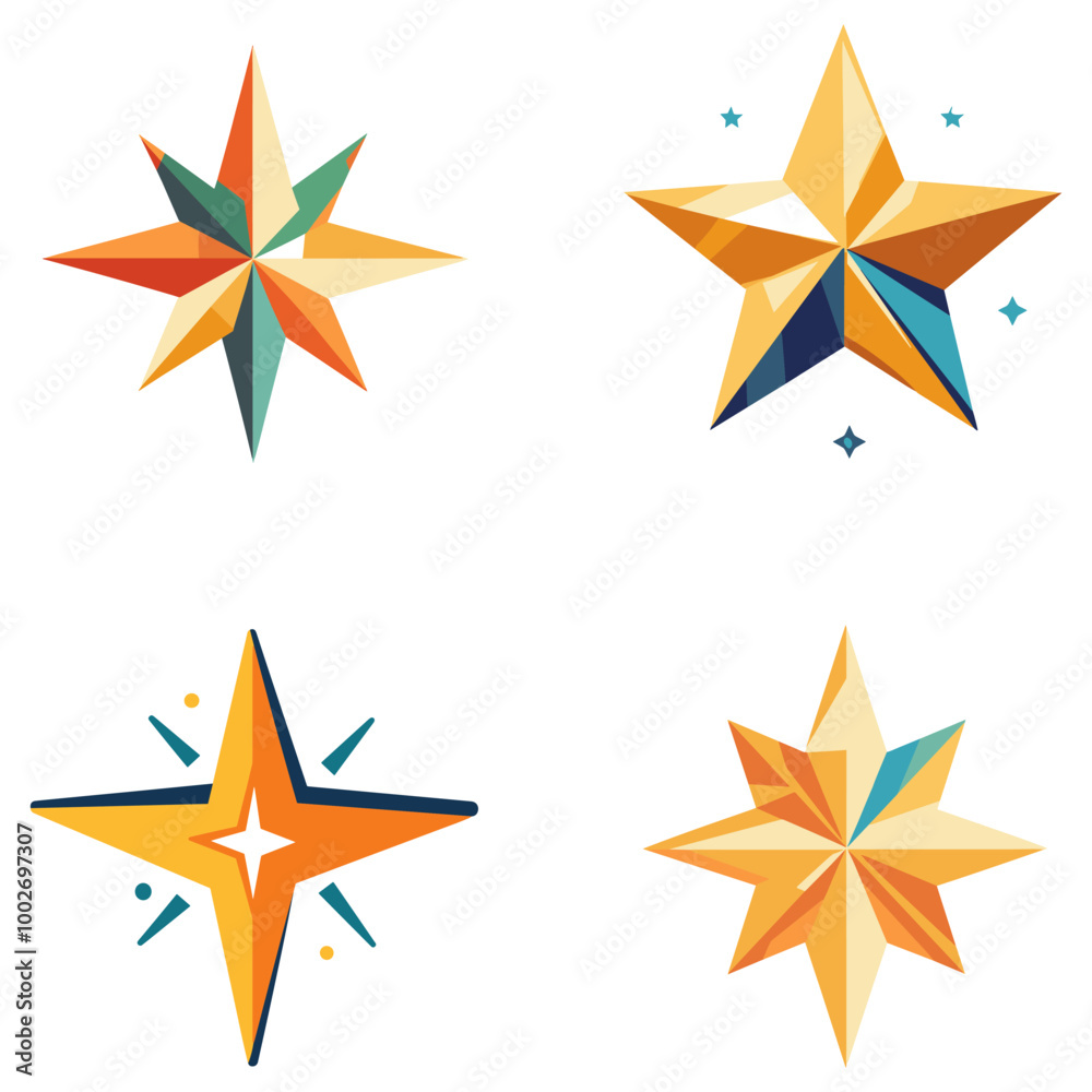 Obraz premium Flat Vector Single Modern Christmas Star with Angular Points