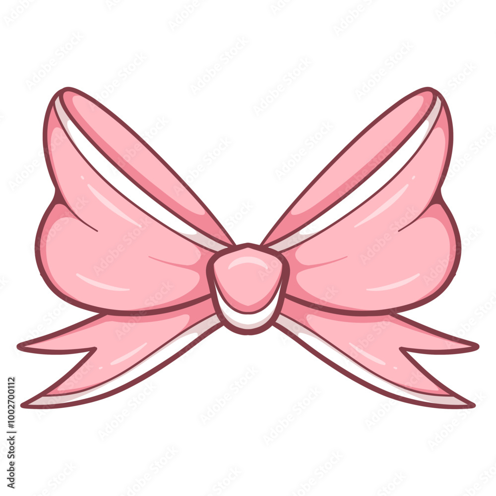 Adorable Coquette Pink Ribbon Bow Cartoon Adorable Coquette Pink Ribbon Bow Cartoon