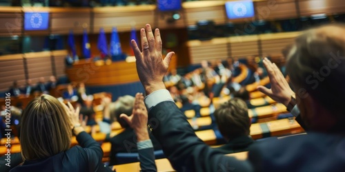 Voting Session: Members of the European Parliament voting during a session