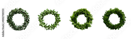 Wallpaper Mural Collection of Green Foliage Wreaths, Isolated on a Transparent Background, Graphic Resource Torontodigital.ca
