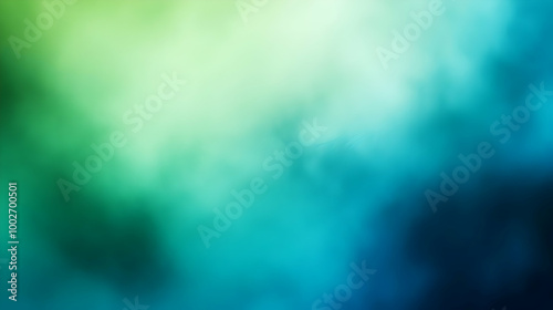 Blurred gradient blue to emerald green abstract background