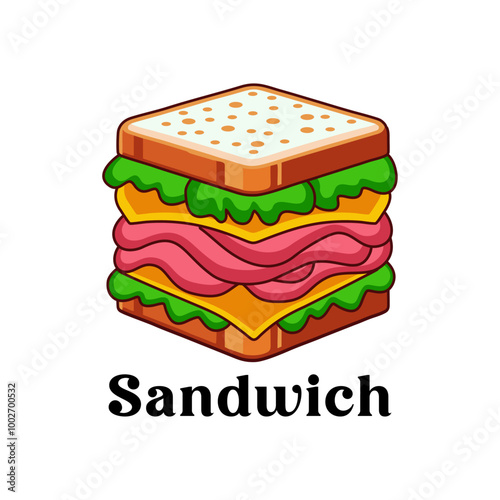 Delicious sandwich logo vector illustration template simple retro emblem art icon