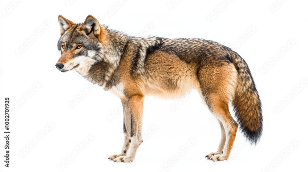 Fototapeta premium Wolf Isolated: Majestic Wild Animal Over White Background