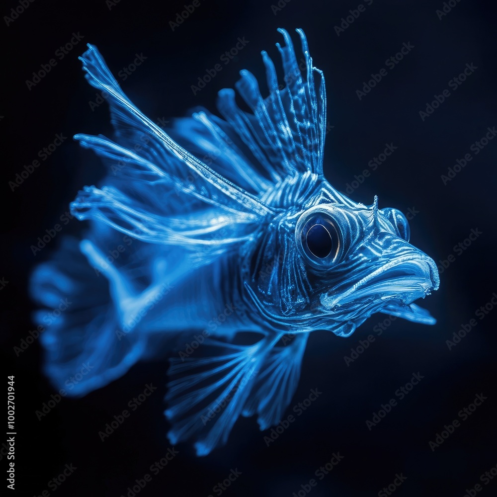 Fototapeta premium A fish with blue fins and a blue body