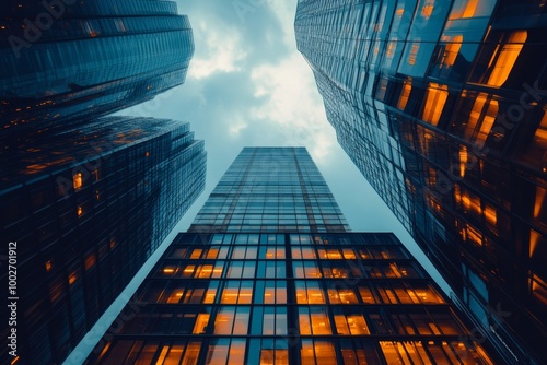 Wallpaper Mural modern architecture, office buildings in business district, Generative AI Torontodigital.ca