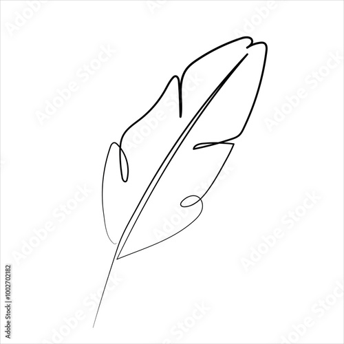 Vector drawing of continuous line pen. Vector for printing poster, postcard, sticker, tattoo, t-shirt with banana leaf. illustration on white background