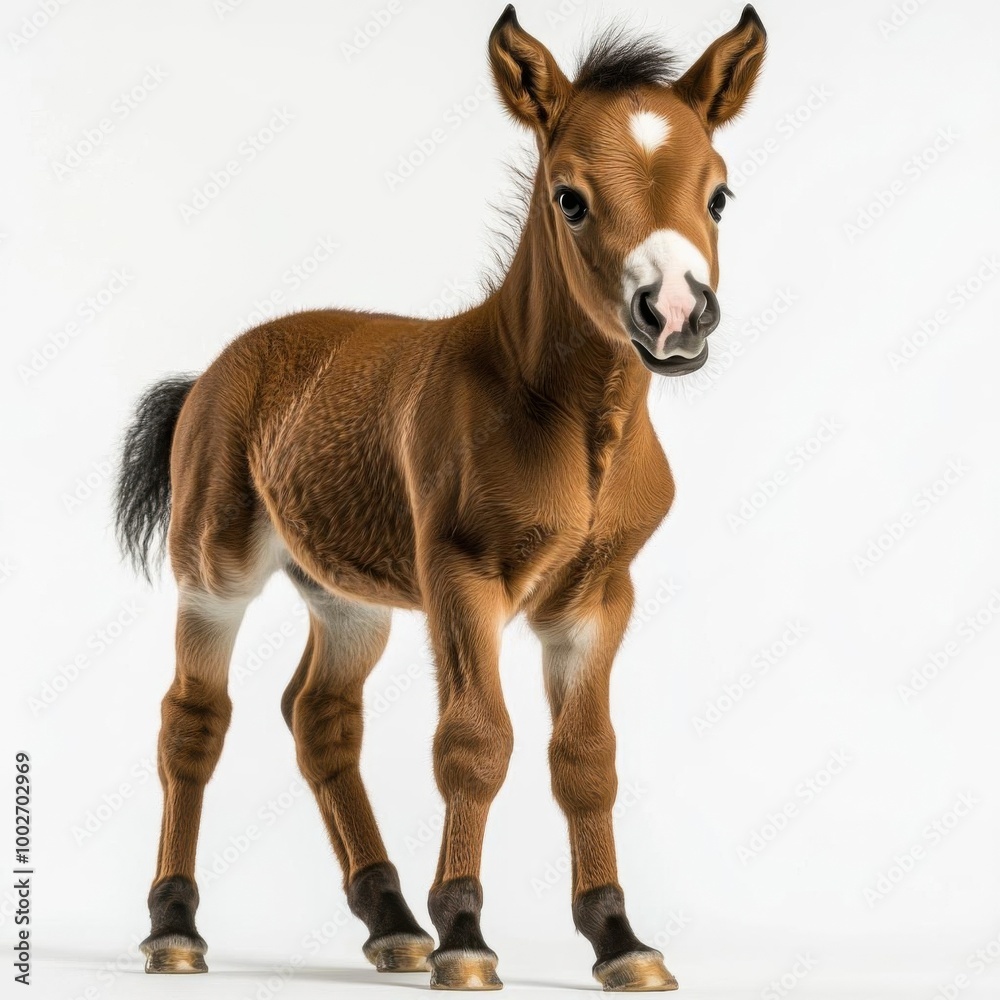 Obraz premium A foal exploring its environment in the wild