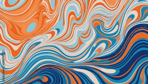 Shades of Blue and Orange Background with Marble Texture, Blending Cool and Warm Tones for a Vibrant and Eye-Catching Design, Ideal for Modern Branding and Creative Art Projects