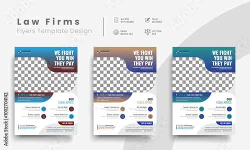 Professional corporate law firm flyer for lawyer brand identity promotion. Modern lawyer flyer or attorney flyer with marketing layout. Vol - 6