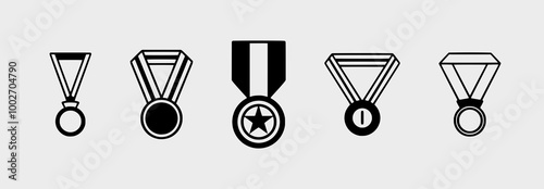 Complete Medal Icon Collection for Competitions, Rewards, and Education – Perfect for Champion, Trophy, and Achievement Designs