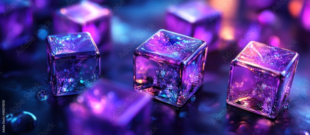 Iridescent Cubes Under Neon Lights Iridescent Cubes Under Neon Lights