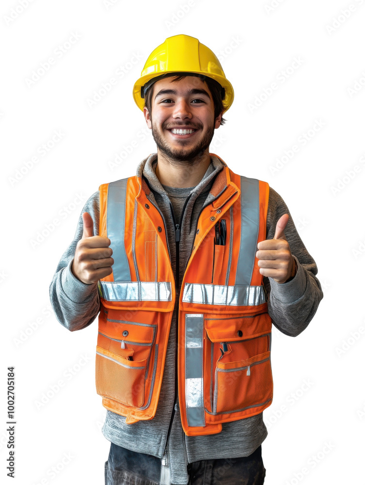 Cheerful construction worker in safety gear. Cheerful construction worker in safety gear.
