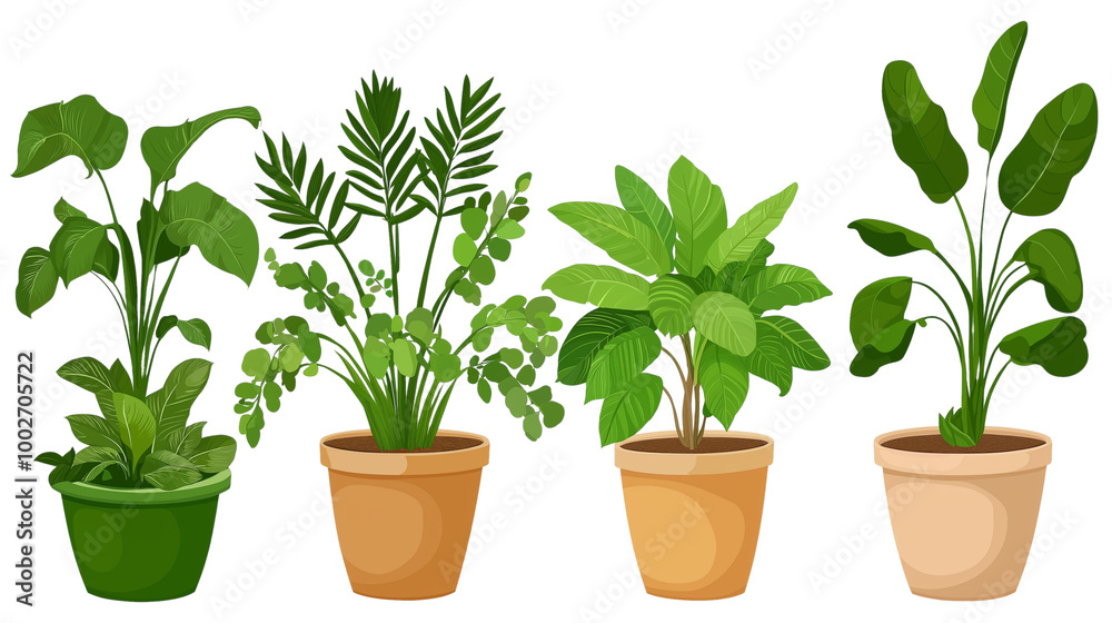 Collection of pots with plants clipart for mockups designs. Collection of pots with plants clipart for mockups designs.