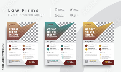 Professional corporate law firm flyer for lawyer brand identity promotion. Modern lawyer flyer or attorney flyer with marketing layout. Vol - 7