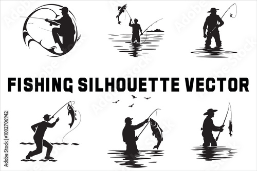 Fishing Silhouette Vector Collection