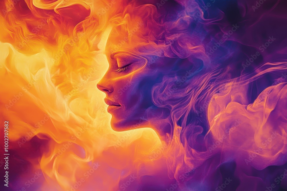 A Profile of a Woman Emerging from Abstract Smoke A Profile of a Woman Emerging from Abstract Smoke