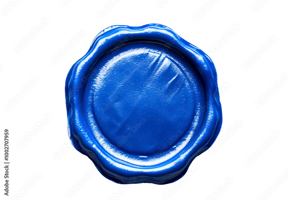 Blue wax seal, symbolizing authenticity and tradition isolate on transparent background, png, cutout Blue wax seal, symbolizing authenticity and tradition isolate on transparent background, png, cutout