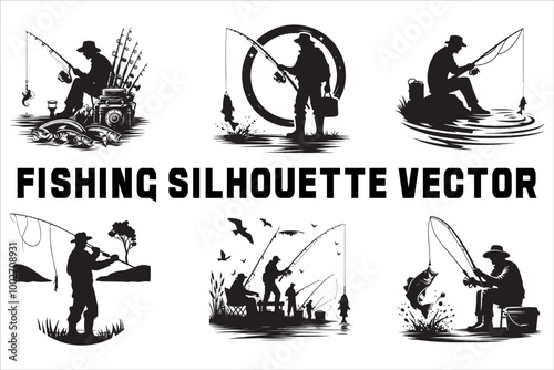 Fishing Silhouette Vector Collection