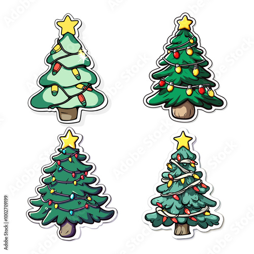 Fun Cartoon Christmas Tree with Oversized Lights and Star