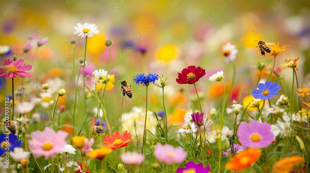 A field of wildflowers in full bloom A vibrant, colorful meadow bursting with wildflowers A field of wildflowers in full bloom A vibrant, colorful meadow bursting with wildflowers