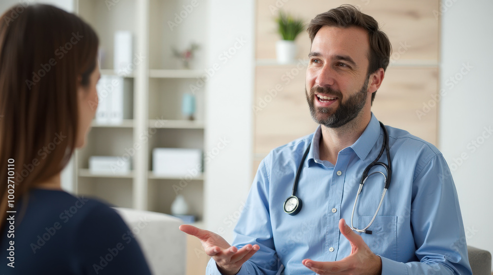Fototapeta premium Professional Doctor Consultation and Medical Care Image – Healthcare Provider Offering Advice and Patient Consultation