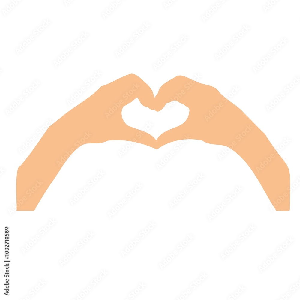 Fototapeta premium Charity Day Illustration. Two hands form a heart shape symbolizing love, unity, and affection, conveying a powerful message of care and connection.Hand with woman and heart shape. Concept of support a