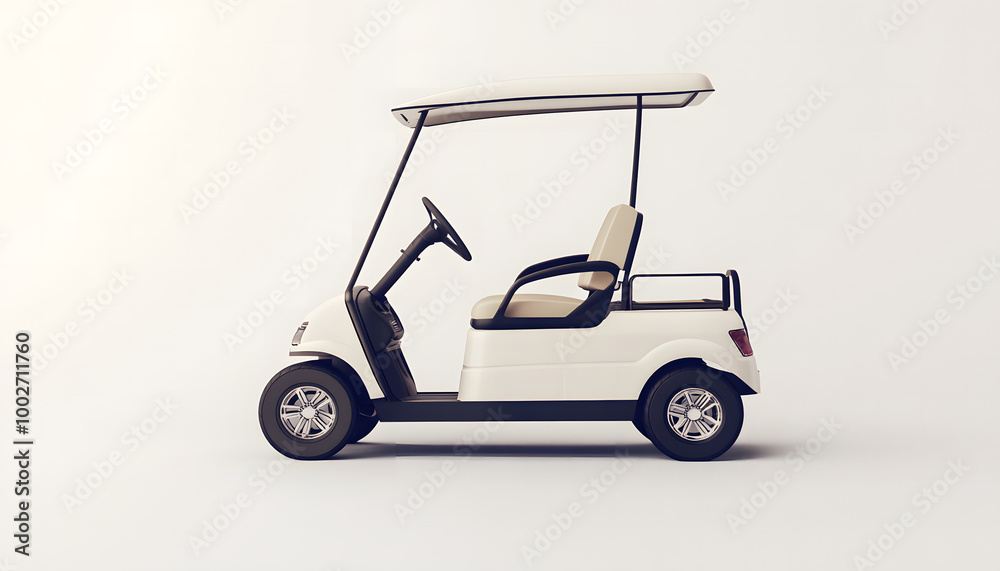 Fototapeta premium Modern Electric Golf Cart on Neutral Background