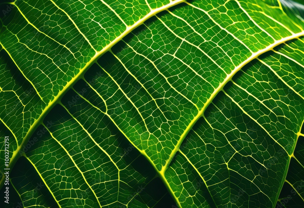 close vibrant leaf patterns showcasing lush green intricate richly textured surfaces artistry, foliage, botanical, flora, detail, veins, organic, decoration