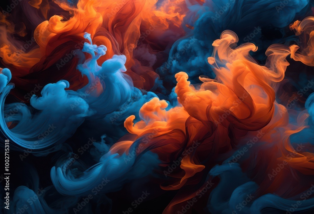 Obraz premium captivating visuals intense smoke patterns draped dynamic lighting showcasing intricate textures movement, art, design, fog, cloud, swirl, wave, fluid