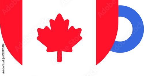 A vibrant vector illustration of a coffee cup in colors of Canadian flag with a red maple leaf at its center, symbolizing the country's national emblem in a flat cartoon style. Celebrating national ho
