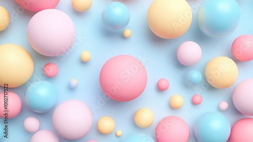 Colorful Abstract Composition of Bubbles and Spheres