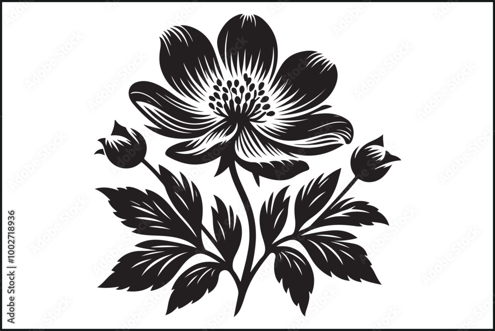 Obraz premium Black & White Lotus Floral Design 