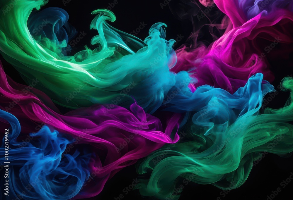 Obraz premium enchanting smoke patterns swirling vibrant colors iridescent effects mesmerizing flowing grains, swirls, light, texture, design, vibrancy, art, abstract