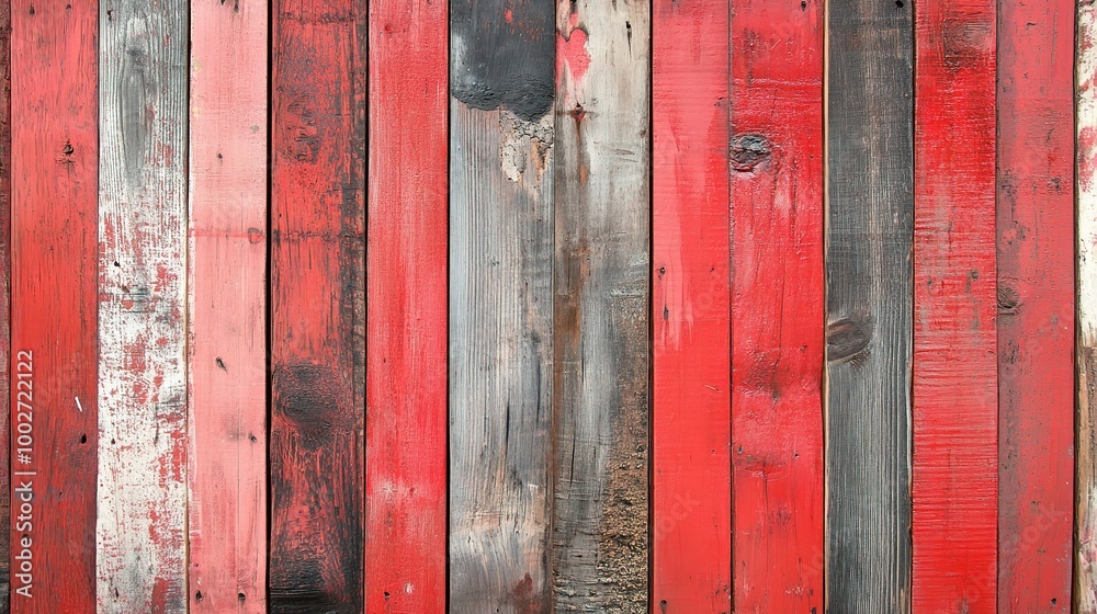 Weathered Red Wooden Planks on Vertical Surface Weathered Red Wooden Planks on Vertical Surface