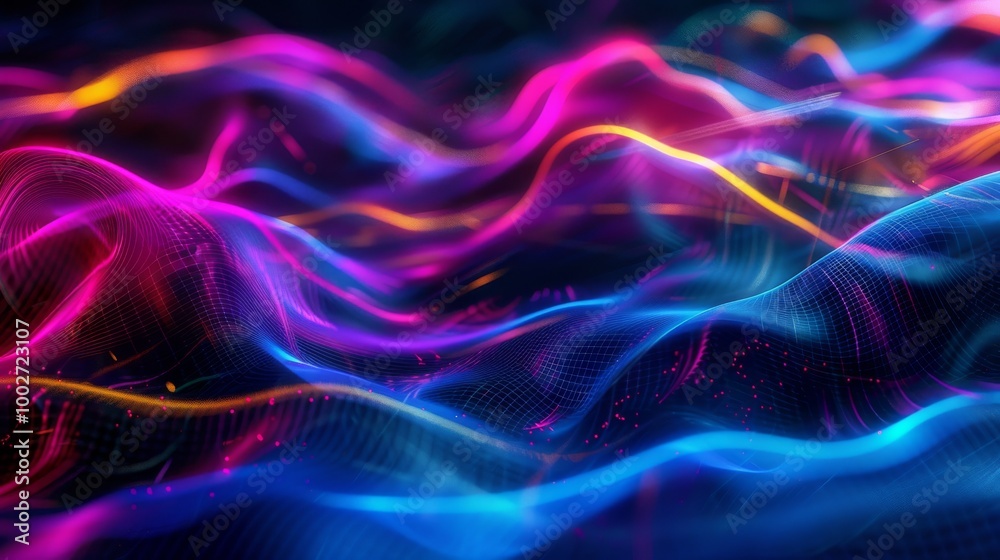 Fototapeta premium Vibrant Abstract Waves in Neon Colors