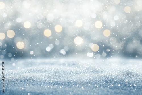 Silver winter bokeh lights background 