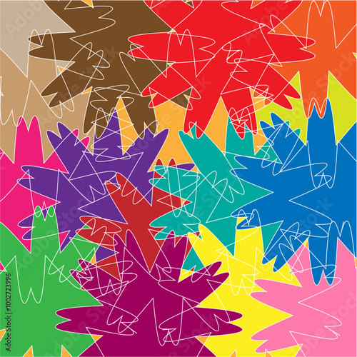 Abstract illustration of multicolored geometric background with white lines.