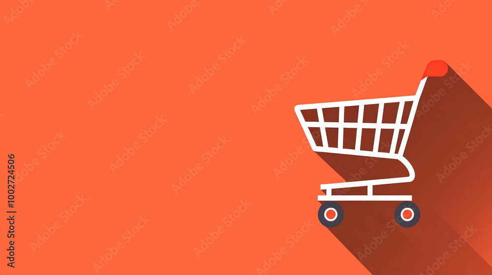 Shopping Cart Icon with Copy Space, a clean flat design illustration featuring a shopping cart, ideal for e-commerce or promotional content, emphasizing simplicity and clarity. Shopping Cart Icon with Copy Space, a clean flat design illustration featuring a shopping cart, ideal for e-commerce or promotional content, emphasizing simplicity and clarity.